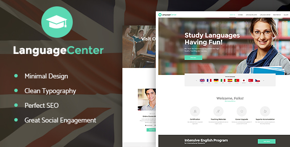 Language Center und Online-Schule WordPress Layout